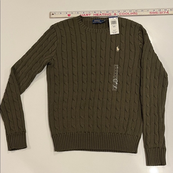 Polo Ralph Lauren Sweaters - NWT Polo by Ralph Lauren 100% Cotton Cable Knit Army Green Sweater. Size Medium